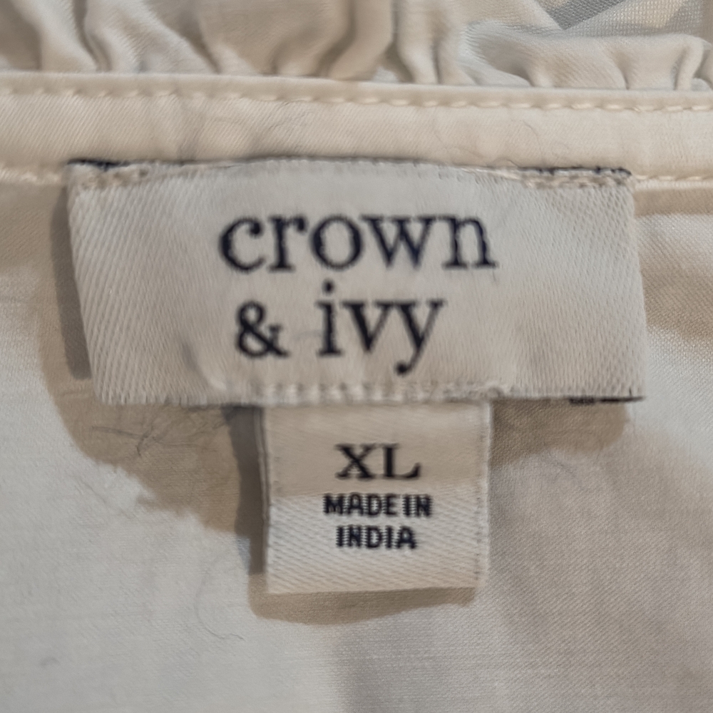 Crown & Ivy Boho Babydoll  Ruffle White Dress Size XL - Picture 5 of 6